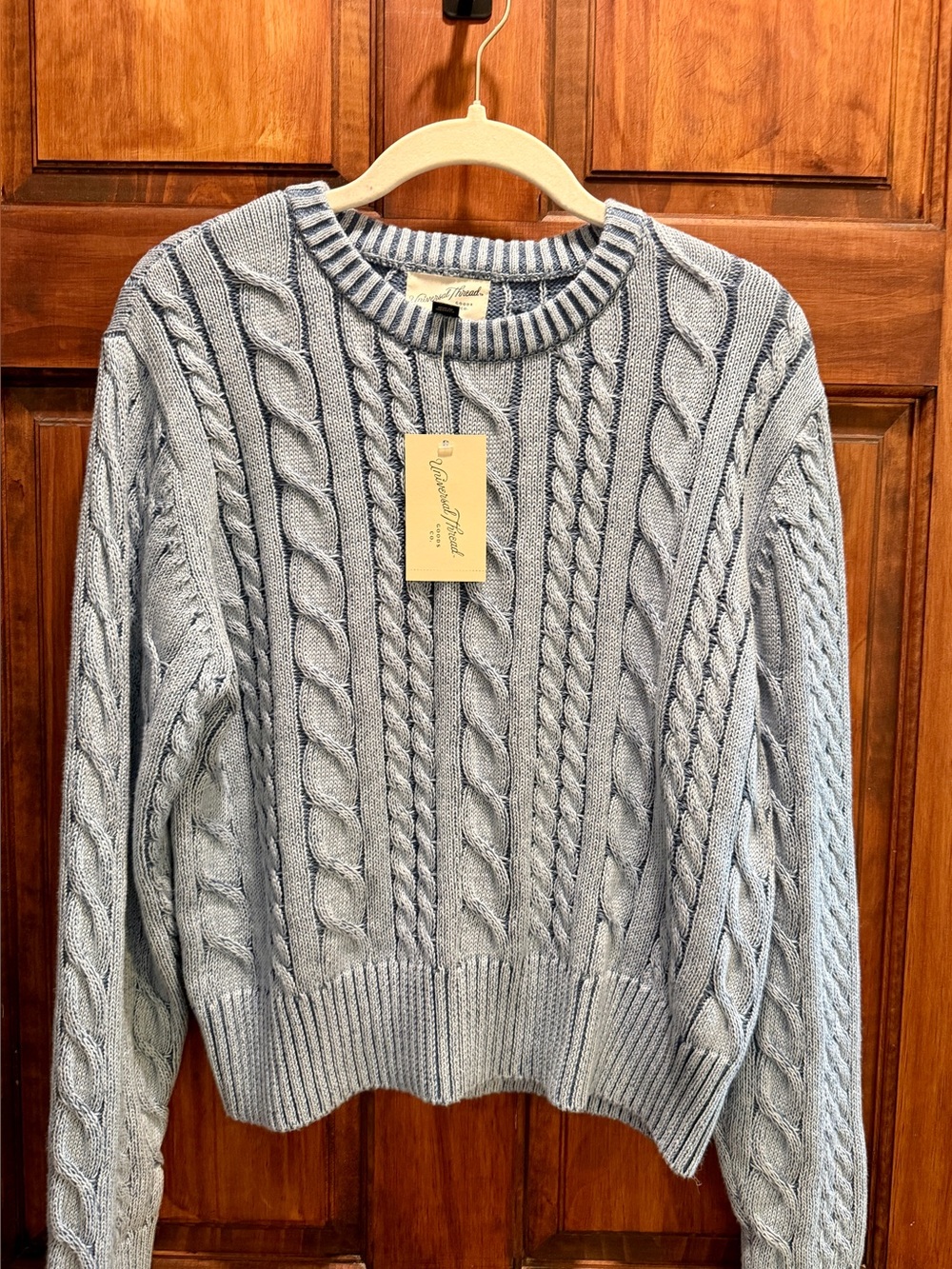 Universal Thread Light Blue Cable Knit Crewneck Sweater